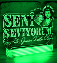 Kişiye Özel Seni Seviyorum Resimli Lamba (Yeşil)