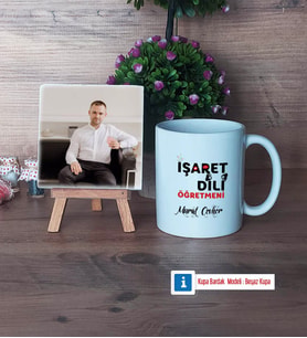 İşaret Dili Öğretmeni Fotoğraflı Dekoratif Taş, Kupa Bardak Beyaz Hediye (Model 1)