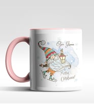 Kişiye Özel Gnome Patenli Cüce Tasarımlı Siyah Kupa (Pembe)