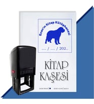Kişiye Özel Köpek Silüet 16 Tarihli Otomatik Kitap Kaşesi (Mavi)