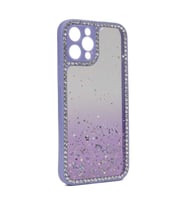 Apple iPhone 12 Pro Max Kılıf Fensi Parlak Simli ve Pullu Kılıf (Lila)