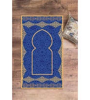 EVDEYA Dijital Baskılı Yıkanabilir Şık Motifli Namazlık Seccade 70x130 Cm, Seccade-16-gri, (Mavi)