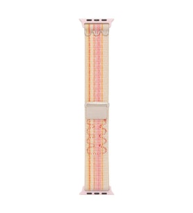 Apple Watch 10/11 42mm-38/40/41mm Kordon 2023 Point Hasır Kordon Strap Kayış 2/3 (Pembe)