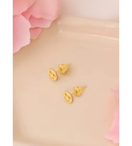 925 AYAR GÜMÜŞ MİNİMAL EMOJİ GÜLEN YÜZ KÜPE (Gold)