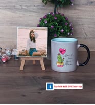 Arkadaşa Hediye Kaktüs Fotoğraflı Dekoratif Taş, Kupa Bardak Beyaz Hediye Doğum Günü Hediyesi (Model 9)
