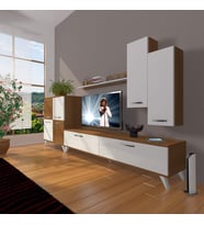 Decoraktiv Eko 6 Slm Std Retro Tv Ünitesi Tv Sehpası (Beyaz - Kahverengi)