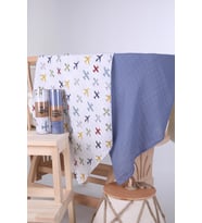 Babyhola 2'li Müslin Örtü Seti 80x80cm Kutulu Organik Hediyelik Emzirme Alt Açma Yenidoğan Puset Örtüsü (Lacivert)