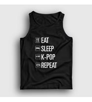 Presmono Unisex Sarı Eat Sleep Repeat K-Pop Atlet 273060tt (Siyah)