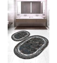 Dijital Baskılı Kaymaz Taban Yıkanabilir Oval 2'li Klozet Takımı Banyo Paspası NOKZ-HY-1316 (Çok Renkli)