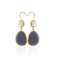 Kadir Jewellery 22 Ayar Altın Kaplama Kadın Sallantılı Küpe -El İşçiliği Ve Hipoalerjenik Küpe (Mor)