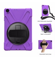 Samsung Galaxy Tab A 10.1 T510 T515 T517 Kılıf Defender Askılı Zırhlı Tank Case (Mor)