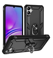 Samsung Galaxy A05 Uyumlu Kılıf Standlı Manyetik Yüzüklü Military Magnetic Ring Polycarbonate and TPU Case (Siyah)