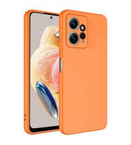 Xiaomi Redmi Note 12 4G Kılıf Kamera Korumalı iÇi Süet Dokulu Lansman Tipi Silikon (Turuncu)