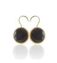 Kadir Jewellery 22 Ayar Altın Kaplama Kadın Taşlı Küpe -El İşçiliği Ve Hipoalerjenik Küpe (Siyah)
