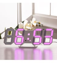 3D LED Dijital Alarm Termometre Takvim Özellikli Masa Duvar Saati (Pembe)