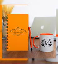 Kişiye Özel Pastel Renkli Ahşap Defter Kalem Kupa Seti 3 (Model 3)