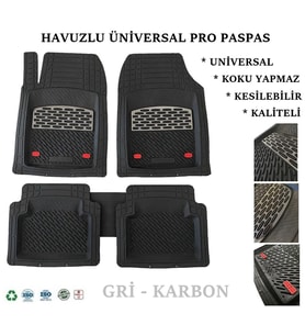 Opel Corsa F 2022  Uyumlu Derin Havuzlu Üniversal Pro Paspas (Siyah-Gri)