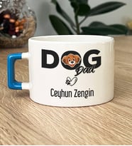 Kişiye Özel Dog Dad Hediye Lüks Fincan Köpek Babası (Mavi)