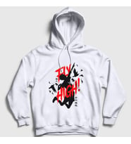 Presmono Unisex Gri Fly High Voleybol Anime Haikyu Kapüşonlu Sweatshirt 237473tt (Beyaz)