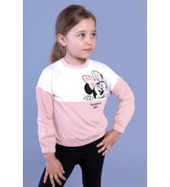 Toontoy Kız Çocuk Garnili Baskılı Sweatshirt (Pudra)