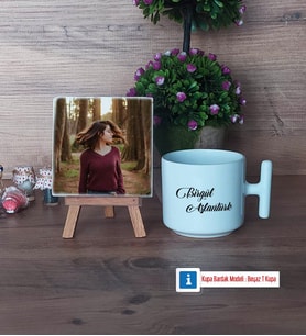 İsme Özel Fotoğraflı Dekoratif Taş, Kupa Bardak Beyaz Hediye (Model 12)