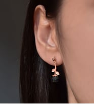 Papatya Silver 925 Ayar Gümüş Rodyum Kaplama Siyah Gül Model Çivili Çift Kadın Küpe (Rose)