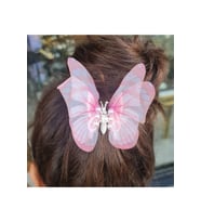 Şifon İplik İnci Detaylı Kelebek Saç Tokası (Pembe)