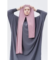 Hazır Pratik Geçmeli Lüks Organik Çizgili Kaşkorse Şal Çapraz Hizalı (Pembe)