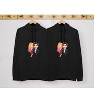BK Gift Kişiye Özel Sevgililer Karikatürlü İkili Siyah Sweatshirt Seti, Sevgililer Hediye, Çift Hediyesi, Yıl Dönümü Hediyesi, Kişiye Özel Sweatshirt-1 (Model 12)
