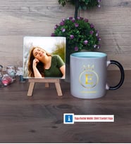 Baş Harf ve İsim Soyisim Fotoğraflı Dekoratif Taş, Kupa Bardak Beyaz Hediye (Model 9)