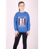 Toontoy Kız Çocuk Studio Baskılı Sweatshirt (Saks)