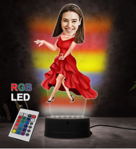 Doğum Günü Hediyesi,Sevgiliye Hediye, Kişiye Özel Fotoğraflı Dansçı Karikatür 3D Led Lamba (RGB)