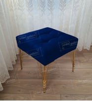 Modern Dilim Puf Ayakucu Puf Gold Metal Ayak (45*45) (Lacivert)