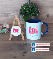 Ebe Kupa Bardak Kırmızı ve Ahşap Anahtarlık Hediye (Model 2)