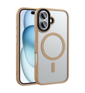 iPhone 16 Kılıf Mat Arka Yüzey Wireless Şarj Özellikli Flet Magsafe Kılıf (Kahverengi)