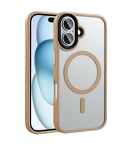 iPhone 16 Kılıf Mat Arka Yüzey Wireless Şarj Özellikli Flet Magsafe Kılıf (Kahverengi)