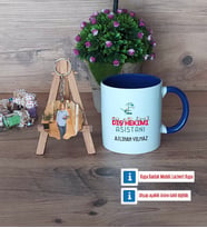 Diş Hekimi Asistanı Kupa Bardak Beyaz ve Fotoğraflı Ahşap Anahtarlık Hediye Diş Hekimi Asistanına Hediye (Model 3)
