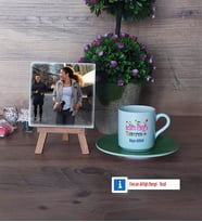 Beden Eğitimi Öğretmeni Fotoğraflı Dekoratif Taş, Ahşap Altlıklı Türk Kahvesi Fincanı Hediye (Model 9)