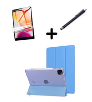 Apple iPad Pro 12.9 3. 4. 5. 6. Nesil Kılıf Set PU Deri Smart Tablet Kilifi Ekra (Mavi)