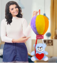 OYUNCAK AYICI RENGARENK UÇAN BALONLU AYICIK (%100) YERLİ (Mavi)