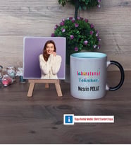 Laboratuvar Teknikeri Fotoğraflı Dekoratif Taş, Kupa Bardak Beyaz Hediye (Model 9)