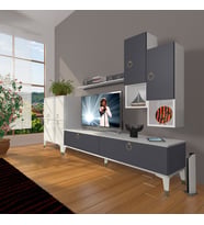 Decoraktiv Eko 6DA Mdf Std Gold Tv Ünitesi Tv Sehpası (Beyaz - Antrasit)