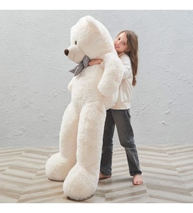 SOLE 160 Cm Papyonlu Peluş Ayıcık- İthal Kumaş - Premium Koleksiyon Hediyelik Ayı (% 100 YERLİ) (Beyaz)