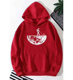 Unisex Uzay Temalı Sweatshirt (Kırmızı)