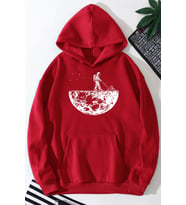 Unisex Uzay Temalı Sweatshirt (Kırmızı)