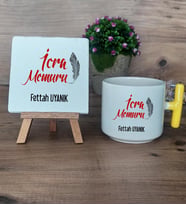 İcra Memuru Hediye Seti Kupa Bardak T Kulplu ve Dekoratif Taş İcra Memuruna Memura Hediye (Model 5)
