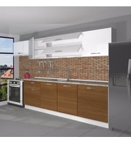 Decoraktiv Ekol 280 MDF Hazır Mutfak Dolabı - Tezgah Dahil - Parlak Beyaz (Beyaz - Ceviz)