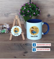 Öğretmenler Günü Hediyesi Kupa Bardak Kırmızı ve Ahşap Anahtarlık Hediye (Model 2)