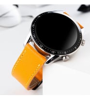vagave Huawei Watch Deri Kordon GT2 GT3 GT4 GT5 Pro Uyumlu 22mm İsme Özel Doğal Deri Akıllı Saat Kordonu Yeni Yıl Yılbaşı Hediyesi Sevgiliye Eşe Arkadaşa İsime Özel Saat Kordonu Hediyesi (Sarı)