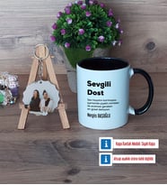 Arkadaşa Hediye Kupa Bardak Beyaz ve Fotoğraflı Ahşap Anahtarlık Hediye (Model 11)